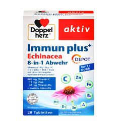 Doppelherz immun plus+ Echinacea, 20 tableta, je dijetetski suplement namenjen za jačanje imuniteta i zaštiti organizma.
