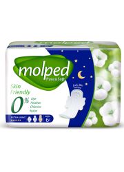 Pamučni Molped ulošci Pure&Soft ExtraLong Night 6kom sa oblikom da se uložak ne pomera, već se kreće zajedno sa vama. Super lagan 100% nepropustljiv.