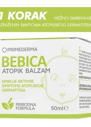 Bebica Atopik balzam 50ml, za negu lica i tela, deluje umirujuće na simptome atopijskog dermatitisa,ublažavaju iritaciju, crvenilo i svrab kože.