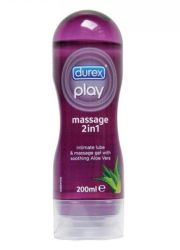 Lubrikant Durex Play Massage 2in1 Aloe Vera 200ml obogaćuje iskustvo masaže. Dovoljno nežan da ga koristite za celo telo i intimna područja. Bez mirisa.