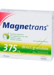 Magnetrans 375 direkt oblik u granulama, bez šećera, pomaže kod stanja povećanog stresa i umora, nerve napetosti, nesanice,migreme, grčeva u mišićima, aritmija, trudnicama, dojiljama