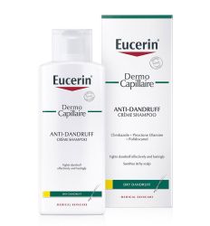Eucerin DermoCapillaire 250ml krem šampon protiv masne peruti namenjen za osetljivu kožu glave praćenu masnom peruti. Savetuje se i kod seboreičnog dermatitisa.