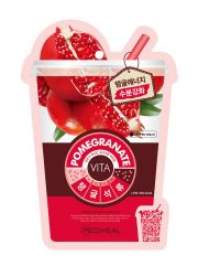 Mediheal Vita Pomegranate maska za negu lica sa narom za elastičnost i hidrataciju kože. Namenjena je svim uzrastima i tipovima kože.