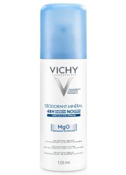 Vichy Dezodorans Mineral Aeroso 125ml, za negu tela, namenjen za osetljivu kožu. Bez aluminijumovih soli maksimalne efikasnosti protiv neprijatnih mirisa.