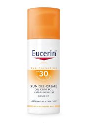 Eucerin SUN gel-krem (oil control) SPF30 za lice 50ml namenjen je svakodnevnoj zaštiti masne kože lica i kože lica sklone aknama od UVA i UVB zraka.