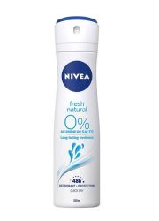 NIVEA Fresh Natural dezodorans 150ml za negu tela, sadrži ekstrakte sa dna okeana i pruža 48h zaštitu od znojenja. Kombinacija dezodoransa i blage NIVEA nege.