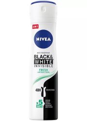 NIVEA Black&White Fresh 150ml, za negu tela, anti-perspirant za 48-časovnu zaštitu od neprijatnih mirisa i znoja, ne ostavljajući fleke na odeći.