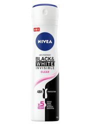 NIVEA Black&White Clear 150ml, za negu tela, anti-perspirant za 48-časovnu zaštitu od neprijatnih mirisa i znoja, ne ostavljajući fleke na odeći.