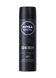 NIVEA MEN Deep dezodorans 150ml, za negu tela, antiperspirant za zaštitu od znojenja i bakterija, dugotrajan osećaj suve i čiste kože–baš kao posle tuširanja.