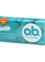 O.B. tamponi ProComfort super 16kom sa silk touch omotačem za lakše postavljanje i uklanjanje. Za dane sa srednje jakim i jakim ciklusom.