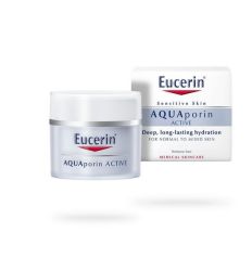 Eucerin AQUAporin Active 50ml lagana hidrantna krema za negu lica, vrata i dekoltea, namenjena za normalnu i mešovitu kožu. Intenzivna i dugotrajna hidratacija.