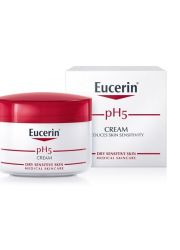 Eucerin pH5 krema za negu lica 75 ml, namenjena za svakodnevnu negu osetljive kože. Sadrži ph5 citratni pufer, pantenol i glicerin, koji jačaju i štite kožu lica