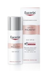 Eucerin Anti-pigment dnevna krema SPF30 50ml za negu kože lica i tela sadrži Tiamidol koji klinički i dermatološki dokazano smanjuje tamne fleke. Štiti od UV zraka