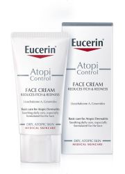 Eucerin AtopiControl 50ml krema za negu kože lica namenjena svakodnevnoj nezi kože sa atopijskim dermatitisom. Može se koristiti i za osetljivu kožu kod beba.