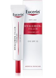 Eucerin Hyaluron-filler+volume lift EYE SPF15,15ml dnevna krema nege lica namenjena je obnavljanju kontura kože u predelu oko očiju sa UV zaštitom.