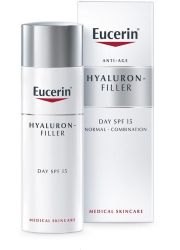 Eucerin Hyaluron Filler SPF 15, 50ml Anti-age dnevna krema za negu lica, za normalnu i kombinovanu kožu. Sadrži UV filtere za zaštitu od starenja od UV zraka.