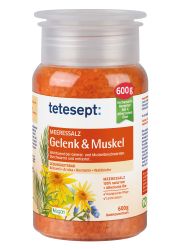 TETESEPT Morska so za kupanje JOINTS&MUSCLES,600gr za negu tela, sa etarskim uljima ruzmarina,belog bora,gaveza i arnike. Za opuštanje celog tela.