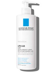 La Roche-Posay Lipikar mleko 400ml, za negu tela, namenjeno za osetljivu i suvu kožu dece i odraslih. Preparat za regeneraciju kože kod atopijskog dermatitisa.