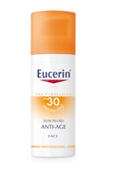 Eucerin SUN anti-age fluid SPF30 50ml namenjen za sve tipove kože, pruža visoki stepen UVA/UVB i HEVIS zaštite. Može se koristiti i kao podloga za šminku.