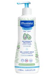 Mustela nežan gel za pranje kose i tela, 500ml, za svakodnevnu higijenu i negu kože i kose, namenjena za bebe, decu i odrasle. Hidrira i hrani kožu.