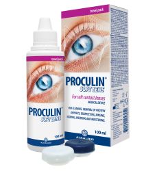 Proculin Soft Lens 100ml za čišćenje, uklanjanje proteinskih naslaga, dezinfekciju, ispiranje, skladištenje i vlaženje mekih kontaktnih sočiva.