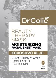 Dr Colić Moisturizing maska za negu lica sa kokosovim uljem, hijaluronom i kolagenom za hidrataciju kože i uklanjanje sitnih bora i umornog izgleda kože.