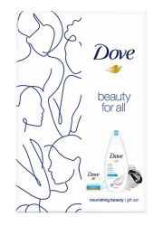 Zdrava i negovana koža, uz Nourishing Beauty Dove setu - Gel za tuširanje, sapun i mrežica za kupanje, sa prepoznatljivom original Dove teksturom.