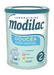 Modilac Doucéa 2 adaptirano mleko za bebe, za uzrast od 6 do 12 meseci, je mlečna formula sa laktoferinom specifično da zadovolji nutritivne potrebe odojčadi.