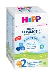 HIPP Organic Combiotic 2, adaptirano mleko, 800gr, namenjeno za decu od 6. meseca  starosti, idealno za prehranu beba na mešovitoj ishrani za zdrav razvoj.