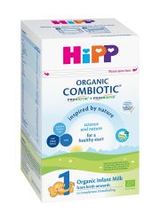 HIPP Organic Combiotic 1, mlečna formula iz organske proizvodnje, po uzoru na majčino mleko, namenjeo za uzrast odojčeta od rođenja.