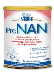 Nestlé Pre NAN, je specijalna formula namenja ishrani nedonoščadi i odojčadi sa malom porođajnom težinom i može se koristiti sve do postizanja težine od 5kg.