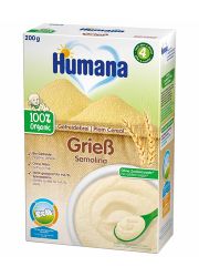 Humana organic bezmlečna instant kaša - griz, idealan obrok za bebe kod kojih postoji povećan alergijski rizik ili intolerancija na kravlje mleko i/ili laktozu.