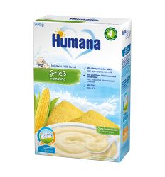 Humana mlečna instant kaša sa grizom, za bebe nakon 4. meseca, bez dodatnog šećera, sa kalcijumom i gvožđem, vitaminom A, vitaminom C, vitaminom D i cinkom