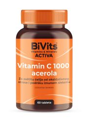 Bivits Activa vitamin C 1000 acerola,60 tableta, štiti ćelije od oksidativnog stresa; prirodni antihistaminik; za zdravu i normalnu funciju nervnog sistema.