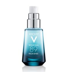 Vichy Mineral 89 eyes 15ml, 89% Vichy vulkanske vode formulisane sa hijaluronskom kiselinom prirodnog porekla i čistim kofeinom, za negu predela oko očiju lica.