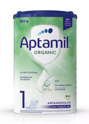 Aptamil 1 Organic 800g organsko adaptirano mleko za bebe namenjeno za uzrast od rođenja do navršenih 6 meseci života, sa biljnim uljima, ali bez palminog ulja.