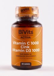 Bivits vitamin C+cink+vitamin D3,60kom za jačanje odbrane organizma od virusa i bakterija za osobe sa oslobljenim imunutetom i starijim osobama.