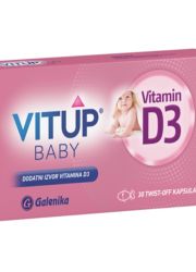 Vitup Baby twist-off kapsule sa vitaminom D3 namenjen novorođenčadima od 8.dana do navršenih godinu dana života.Ima ulogu u pravilnom razvoju i imunitetu deteta