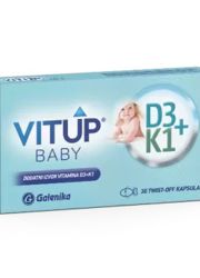 Vitup Baby twist-off kapsule sa vit. D3 i K1 za novorođenčad od 8.dana do navršena 3 meseca života. Za pravilan razvoj i imunitet deteta i koagulaciju krvi.