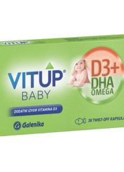 VitUp Baby twist-off kapsula sa vitaminom D3+DHA omega 30 za novorođenčad od 8. dana do navršene 3 godine.Za pravilan razvoj i imunitet deteta,vida,kosti i zuba