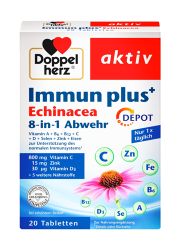 Doppelherz immun plus+ Echinacea, 20 tableta, je dijetetski suplement namenjen za jačanje imuniteta i zaštiti organizma.