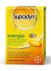 Supradyn energy u pakovanju od 30 tableta je dodatak ishrani sa koenzimom Q10, vitaminima, mineralima.