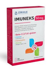 Imuneks od 50mg od 30 kapsula se koristi kao dodatak ishrani za normalnu funkciju imunog sistema. Namenjen je pacijentima nakon hemioterapije i radioterapije.