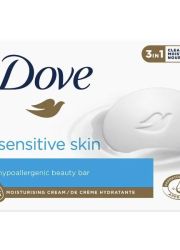 Dove Sensitive skin čvrsti sapun pogodan za osetljivu kožu, pomaže u hidriranju kože.