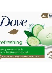 Dove Refreshing sapun 100g, za negu kože, sa osvežavajućim mirisom krastavca i zelenog čaja održava hidrataciju kože. Namenjen za lice, telo i ruke.