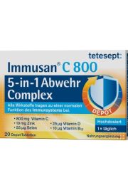 Tetesept Immusan C 800 5 u 1 predstavlja dijetetski suplement sa Vitaminom C, D i B12, selenom i cinkom