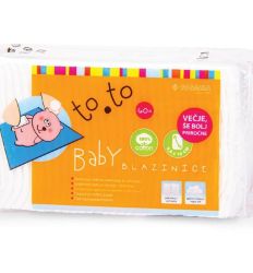 TOSAMA To To Baby blaznice od visokoupijajućeg 100% pamuka namenjeni za čišćenje osetljive kože lica i tela deteta. Dermatološki ispitane. U perforiranom pakovanju.